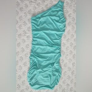 Elegant Aqua One-Shoulder Dress